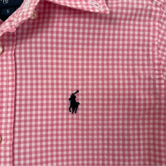 Ralph Lauren Boys Button Down 5 Pink Check Gingham Easter Preppy Church - Picture 2 of 4